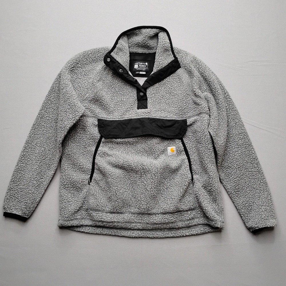 Carhartt Relaxed Fit Sherpa Fleece Pullover Jacket Grey OJ4991-W Womens Large
